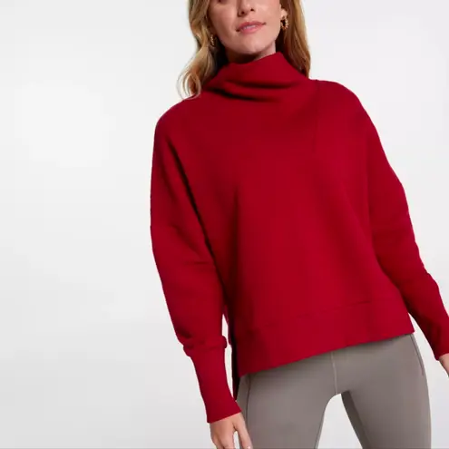 Calia By Carrie Underwood Elevate Herringbone Funnel Neck Red/Maroon Size XS Red