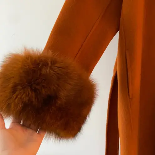 Pissenlit Wool+Cashmere, fox fur coat. S Brown