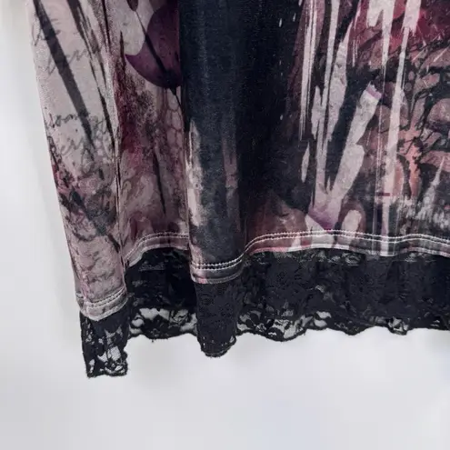 Vintage Y2K CJ Banks Whimsigoth Sweater Womens 2X Pink Sequin Velvet Black Lace