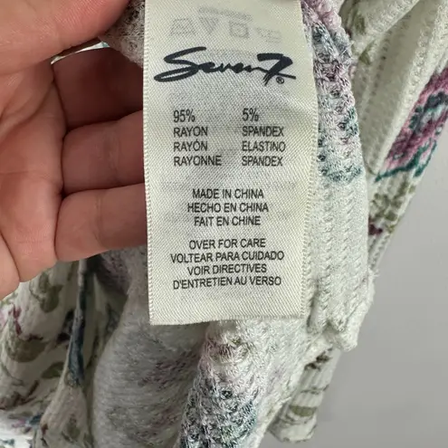 Seven7 Thermal Top XL Ivory Floral Boho Handkerchief Hem Festival Fairy Y2K