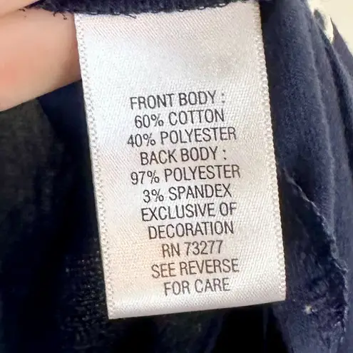 Dana Buchman Dark Blue Tank Top with Intricate White Design - Size: Large