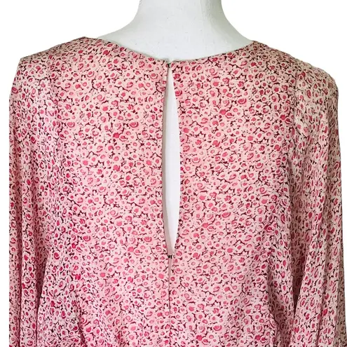 Love Shack Fancy  Pink Floral Nellie Blouse Silk Peplum Top Women’s Size Small