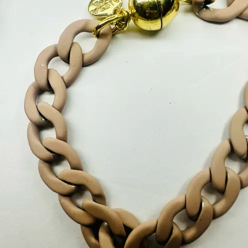 Magnetic Clasp Alexa Rae Signed BAR Clara Matte Nude Goldtone Necklace Bracelet Tan