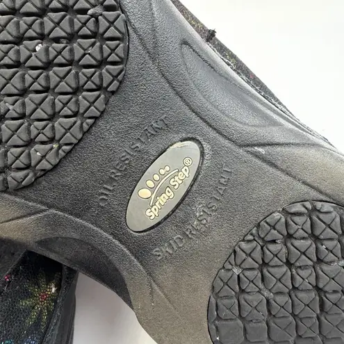 Spring Step Professional Nurse Shoes Black Clogs Flowers Sz 6M Manila Flpwer