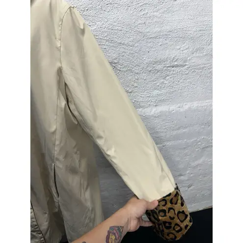 Dennis Basso Size L Fab Leopard Animal Print Faux-Fur Reversible Car Coat Jacket