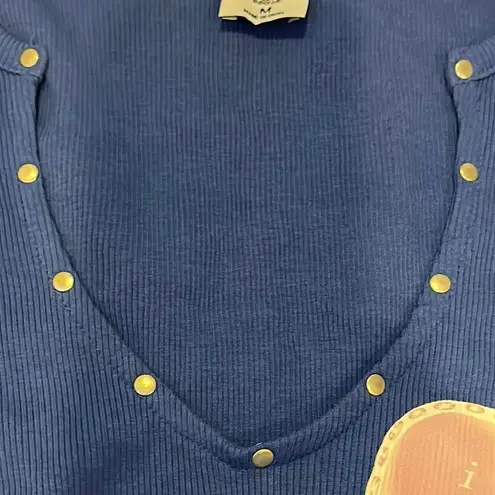 Boys Lie Women’s Blue Sleeveless Grommet Top with Heart Graphic Image - Size M