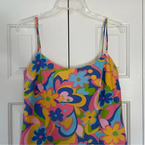 Vtg Y2K Retro Floral Mini Dress Sz 8 Swirl Island Casuals Yellow