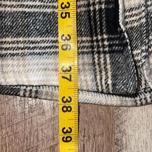 Grace + Karma Womens Plaid Flannel Button Down Shacket Jacket Multicolor Medium Tan