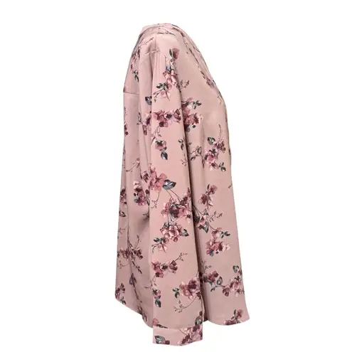 Hilary Radley Floral Blouse Pink Mauve Long Sleeve V-Neck Top XXL NWT