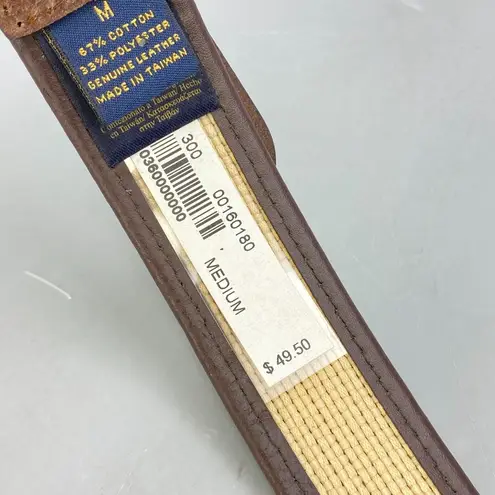 Brooks Brothers Women Woven Belt Medium Brown Leather & Tan Preppy Summer Casual