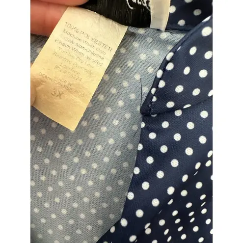 Vintage Anthony Richards 3X Womens Top MuuMuu Blouse Polka Dot Blue White