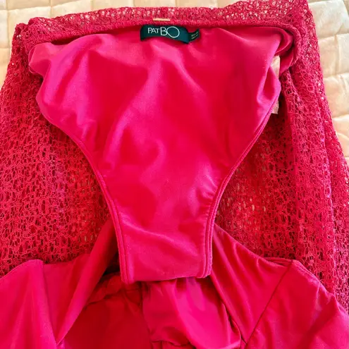 PatBO Cerise/Pink Seashell Cut Out Netted Beach Dress Pink Size M