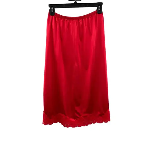 Vanity Fair Vintage Half Slip Red Nylon Lace Trim Womens M 26" USA