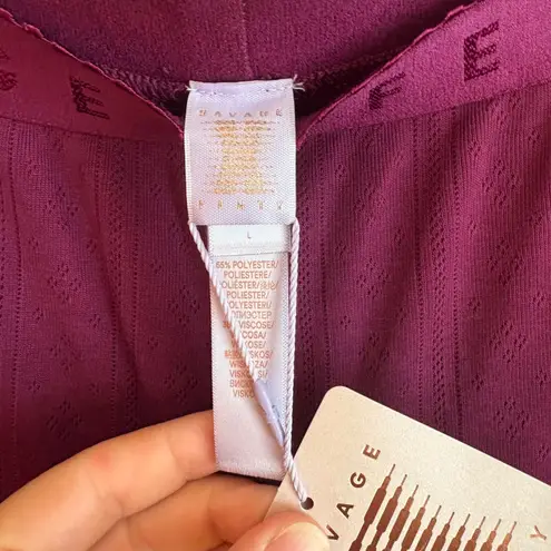 Savage X Fenty Lounge Pants Womens L Large Purple Ribbed Knit Sleepwear NWT