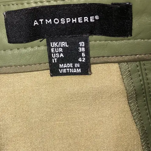 Atmosphere size 6 olive green faux leather skirt