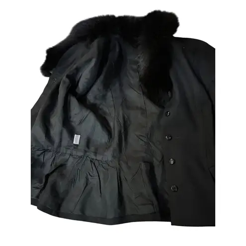 Vintage Peplum Jacket Womens S? Used Black Lined Fuzzy Collar