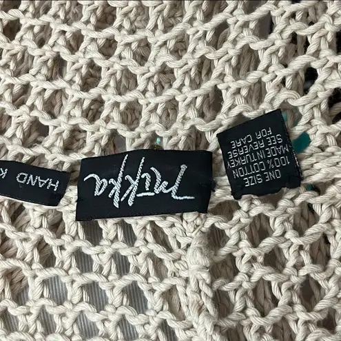 Mikka Boho Hand Knit Slouchy Open Knit Hooded Cardigan Sweater OS Tan Size undefined