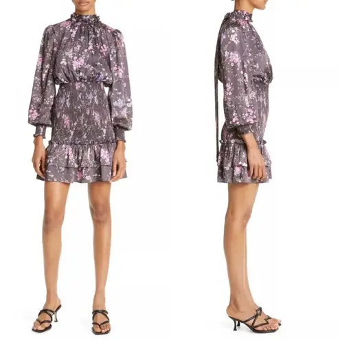 Cinq à Sept NWT CINQ A SEPT Sakura Floral Long Sleeve Satin Dress Size 8