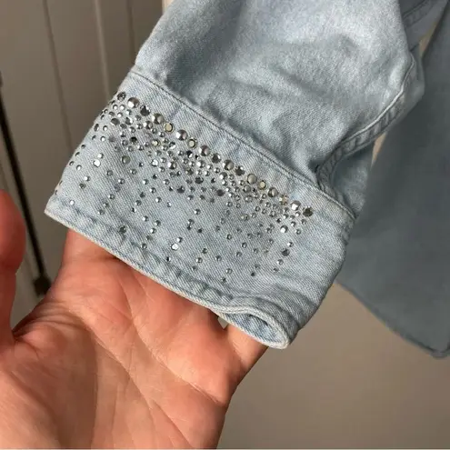 CHRISTINE ALEXANDER Vintage Oversized Denim Button Down w/Rhinestones Size M Blue Size M - Image 5