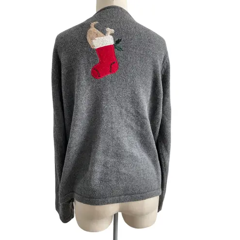 CRAZY HORSE Full Zipper Christmas Cardigan Novelty Dog Sweater Large