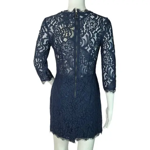 Dress Forum Sheath Dress Navy Blue Lace 3/4 Sleeve Cocktail Dress Mini Dress S