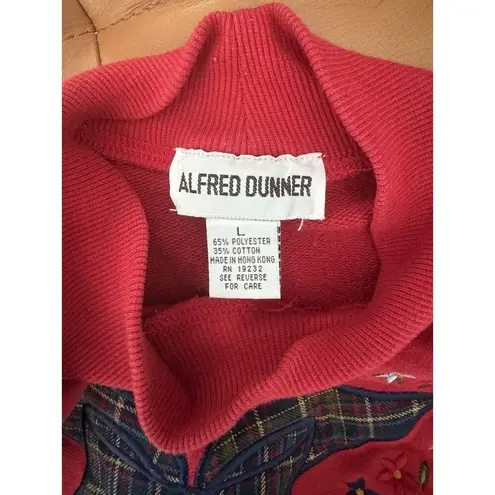 Alfred Dunner Vintage Red Pullover Christmas Sweatshirt Plaid Bow Floral Large
