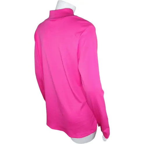 Isaac Mizrahi Live! Essentials Mock Neck Top Dolphin Hem Vibrant Pink Small NWOT