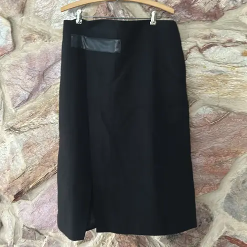 Commense High Waist Tweed Asymmetric Wrap Midi Skirt size XL Black