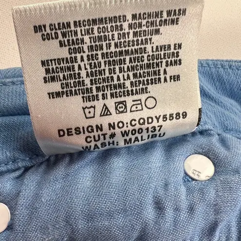 Joe’s Jeans Twill Denim Mid Rise Trouser Jeans Malibu Blue White Rivets Size 28