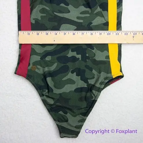 NEW Triya Camo Camouflage side stripe maio one piece swimsuit, size XS Green