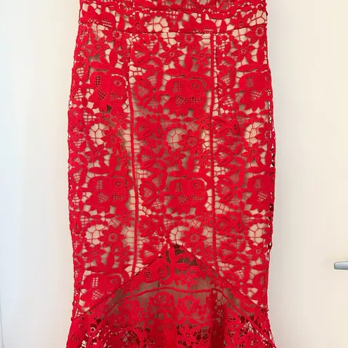 Jarlo London Red Lace Halter Neck Mermaid Flare Long Maxi Dress UK 12/US 8