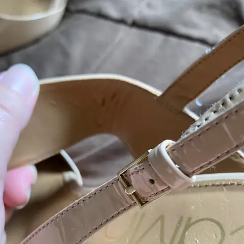 Calvin Klein  Beige Patent Slingback Heels