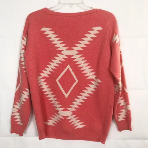 Aztec Bohemian Western Southwestern Festival Cowgirl Tribal Womens Sweater Sz M Orange Size M