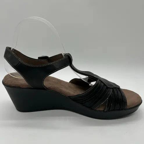 Natural Soul By Naturalizer Sandals Womens 11 Black Evie Wedge Comfort Elements Black