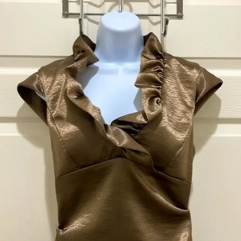 XScape  By Joanna Chen Bronze Ruffle Dress