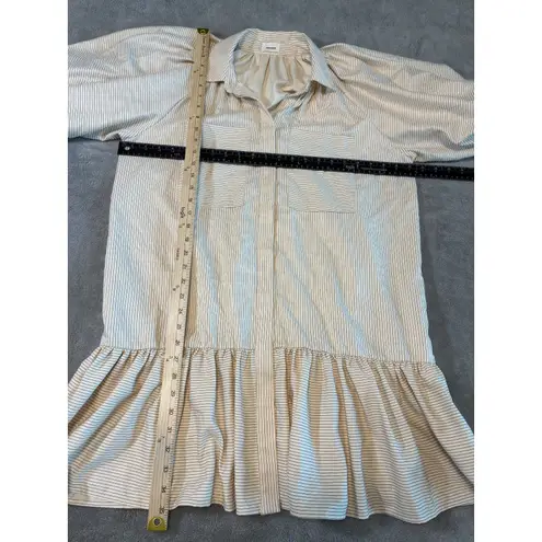 Aureum the Label Puff Sleeve Collared Mini Dress Neutral Beige Ruffle Small Tan