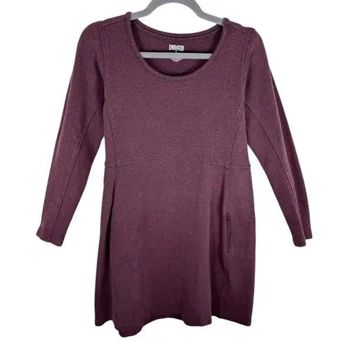Duluth Trading Co Burgundy Long Sleeve Knee Length Ponte Knit Dress Size S Purple