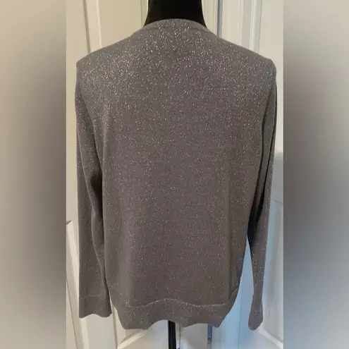 Loft Outlet Silver Metallic Cardigan Sweater Size Large