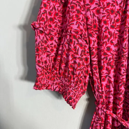 Boden Yoke Detail Floral Jersey Midi Dress Women's 10L Gin Fizz Pink Boho Chic Size undefined