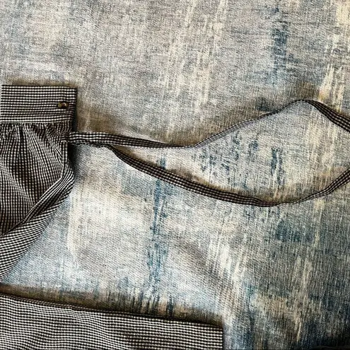 FRNCH NWT! Paris Blue White Gingham Check Long Tie Sleeve Blouse M/L