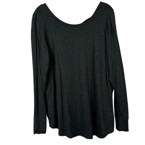 CAbi  Gray Long Sleeve Sweatshirt V-neck ATC Crisscross Back Large