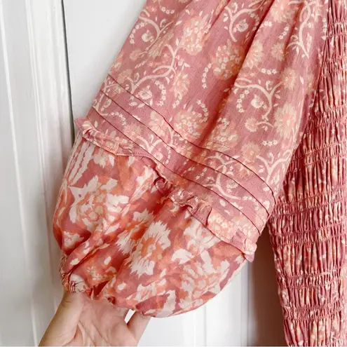 Cleobella • Mina Mini Dress pink floral organic cotton puff sleeve ruffle smock