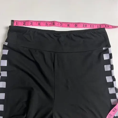 Rue 21 Women's Sporty Athletic Biker Shorts With Checkered Side Detail Sz M Black Size M