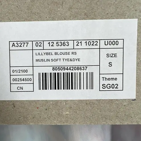 GAS Jeans Lillybel Blouse Tie Dye Print Short Sleeve Size Small New