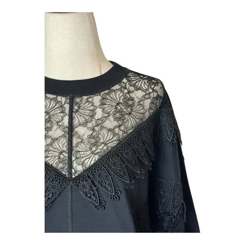 See By Chloe Shirt Women Small Black Lace Crochet Crew Neck Top Whimsigoth Goth
