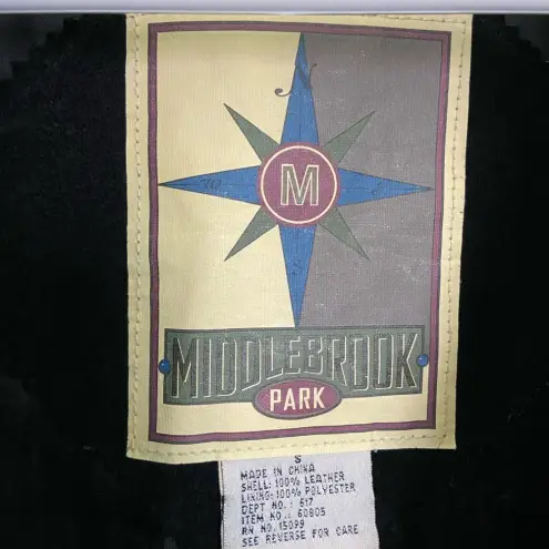 Vintage Middlebrook adult black leather zip jacket‎ padded shoulders — small