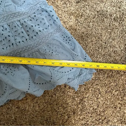 Coldwater Creek slate blue gray crochet eyelet lace cotton midi skirt small