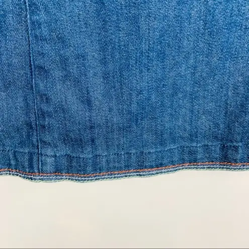 Denim Jacket Sz Small Rainbow Stitch Detail Sz Small Blue