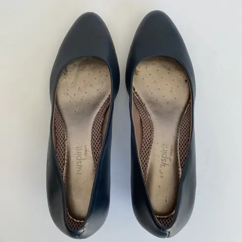Easy Spirit Pumps 9 Narrow 9N Low Heel Anti-Gravity Comfort Neoma Navy Leather