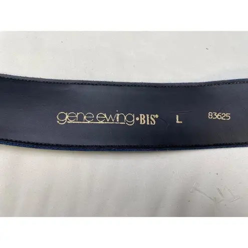 Gene Ewing Women's Blue Denim Belt with Bronze Buckle Size L SKU 5912 Size L